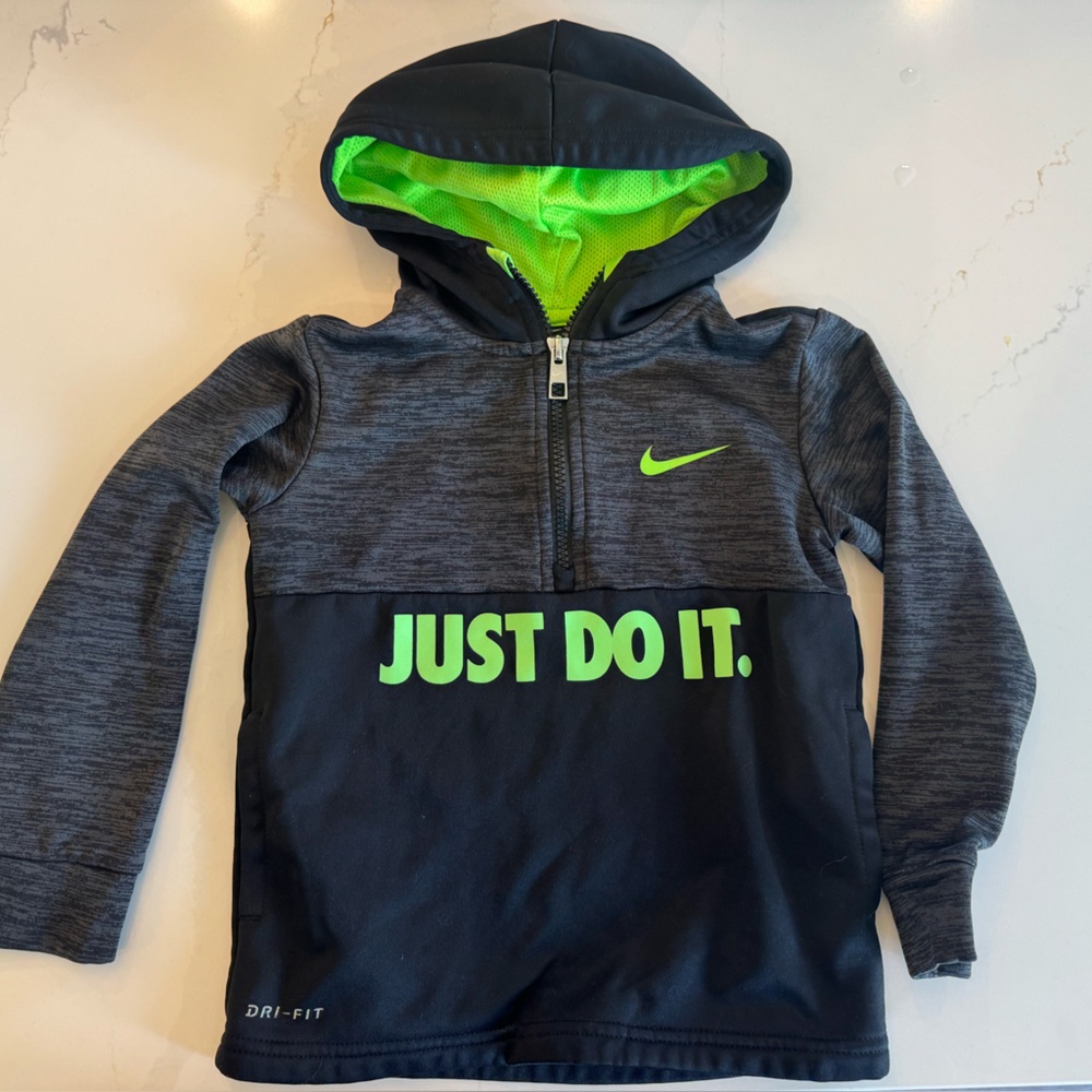 Nike Kids Hoodie - Black with Neon Green Accents